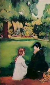 Femme Et Enfant Au Parc Monceau by Fernand Piet