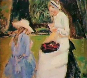 Jeunes Femmes Brodant by Fernand Piet