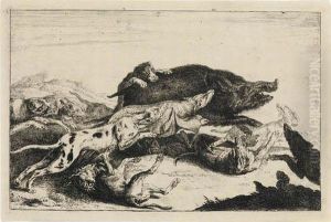 A Boar Chased By Dogs by Peeter Boel