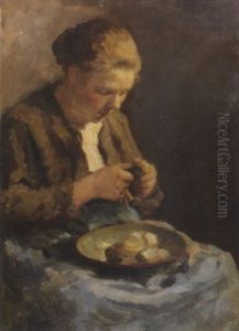 A Woman Peeling Potatoes A Woman Peeling Potatoes