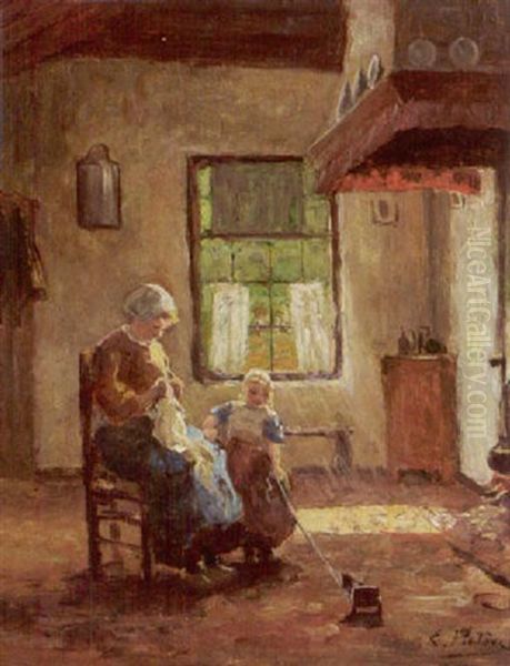 An Interior With Mother And Child - view 1