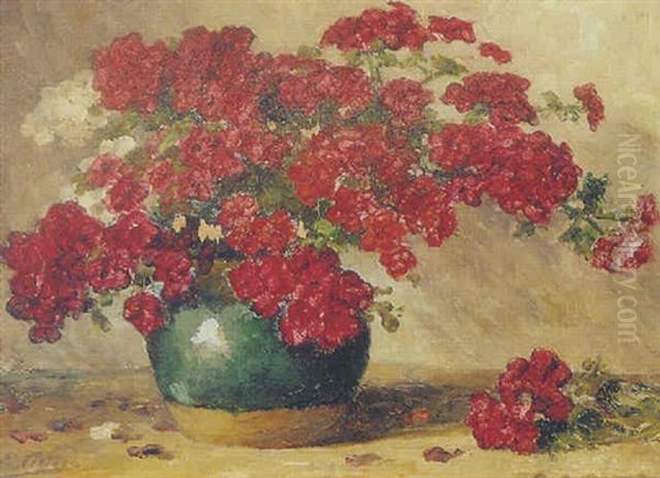 A Gingerpot With Red Flowers - view 1