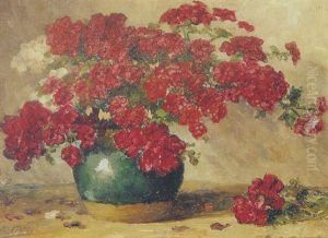 A Gingerpot With Red Flowers by Evert Pieters