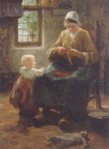 A Mother And Child In An Interior by Evert Pieters