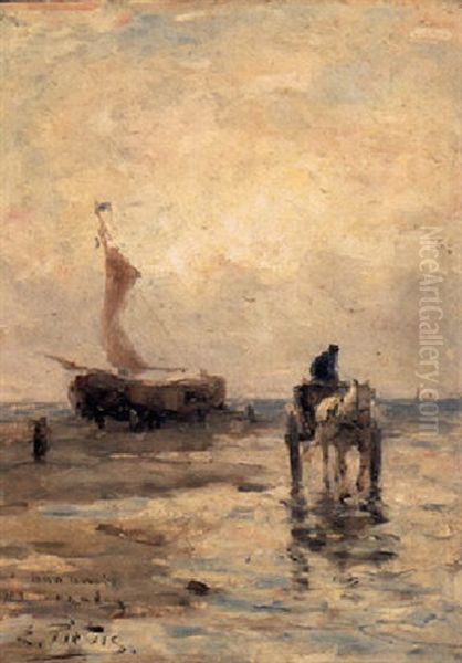 A Shellfisher On The Beach, A Bomschuit In The Distance - view 1