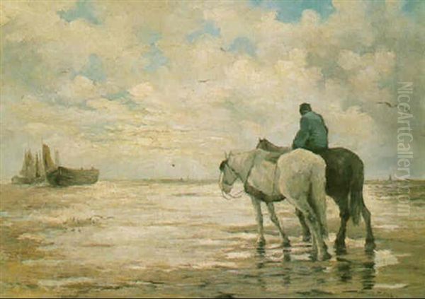 Fishermen With Horses And Fishing Vessels On A Beach - view 1