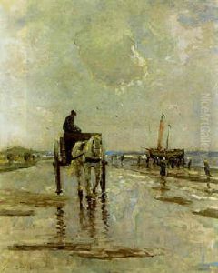 A Horse-drawn Cart On A Beach A Horse-drawn Cart On A Beach