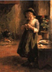 A Young Girl Peeling Fruit A Young Girl Peeling Fruit