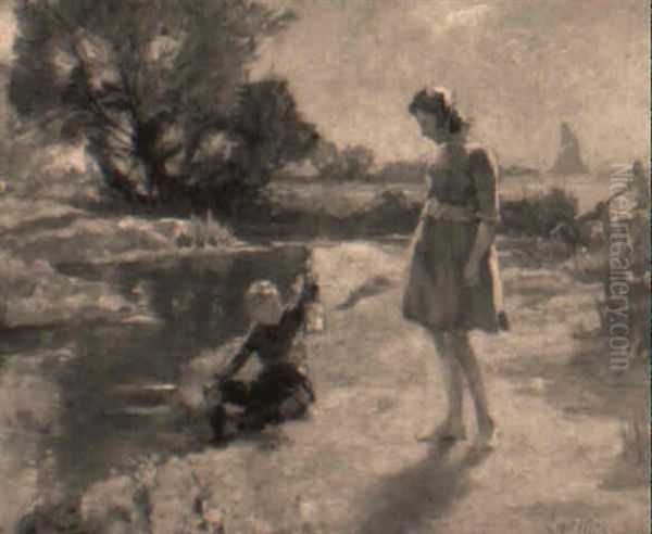 Mother And Child At The Riverbank - view 1