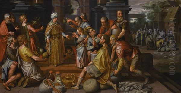 Joseph Distributing The Harvest To The Egyptians And Benjamin Being Presented To His Brother, The Discovery Of The Silver Cup In The Sack Of Corn Beyond - view 1