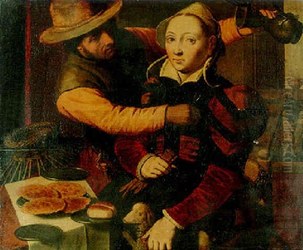 A Fisherman Making Merry With A Lady At A Table - view 1