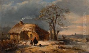 Winter Landscape With Figures by Abraham Van Der Wayen Pieterszen