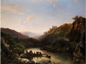 Bergige Flusslandschaft Mit Erhoht Stehender, Vierturmiger Kirche by Abraham Van Der Wayen Pieterszen