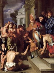 Der Heilige Vincent De Paul Verteilt Brot An Die Armen