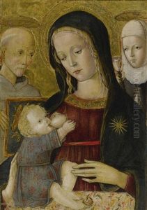 Madonna And Child With Saint Bernardino And Saint Catherine Of Siena by Pietro di Domenico