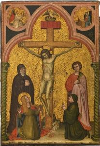 The Crucifixion With The Madonna, Saint John, Mary Magdelene And A Donor; The Annunciation In The Spandrels Above