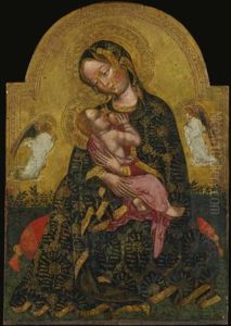 The Madonna Of Humility Flanked By Two Angels by Zanino di Pietro