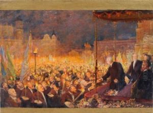 Dresden - Theaterplatz. Furst Bismarck In Dresden Am 18. Juni 1892. Huldigung Der Burgerschaft by Max Ernst Pietschmann