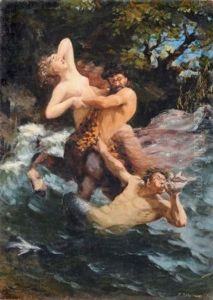 Ein Kentaur, Eine Nymphe Entfuhrend, Im Kampf Mit Dem Meeresgott Triton by Max Ernst Pietschmann
