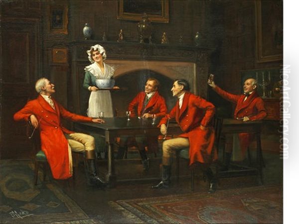 Huntsmen And A Serving Maid Around A Table - view 1