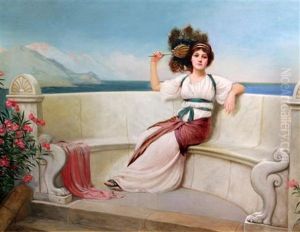 Classical Beauty On A Terrace by Harold Piffard