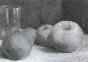 Stilleben Mit Zwei Apfeln, Birne Und Becherglas Stilleben Mit Zwei Apfeln, Birne Und Becherglas