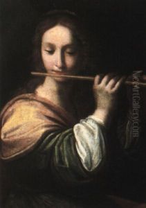A Girl Playing The Flute by Simone Pignone
