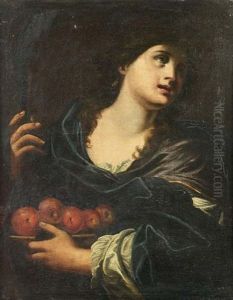 Sainte Presentant Un Plat Garni De Pommes