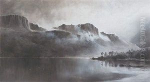 Tasmanian Lake Landscape (mt. Olympus, Lake St. Clair)