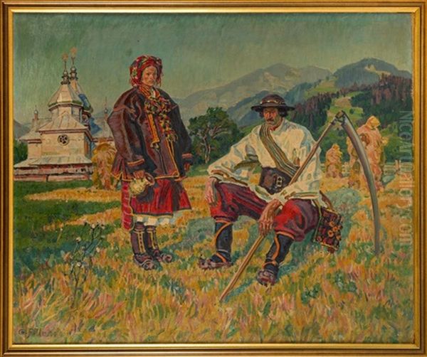 Hutsuls In Front Of A Church - view 1
