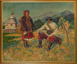 Hutsuls In Front Of A Church by Gustaw Pillati