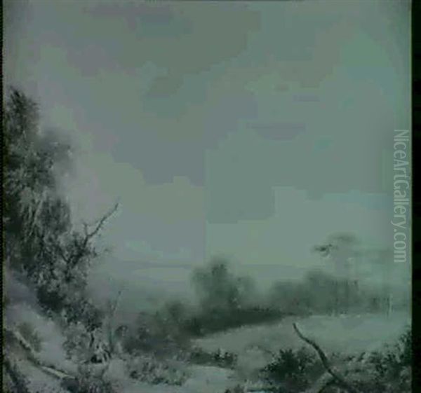 Travellers Resting On A Path With A Horse And Cart, An Extensive Landscape Beyond - view 1