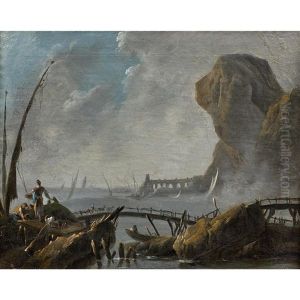 Views Of Portugal  One Of The Tagus Mouth (pair Of Canvases)