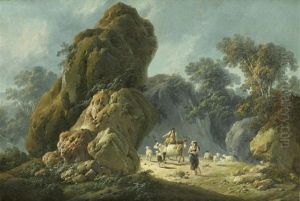 Drovers With Their Herd In A Rocky Landscape