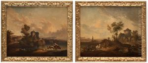 River Landscapes With Figures And Horses (pair) River Landscapes With Figures And Horses (pair)