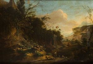 Paisaje Fantastico Con Campesino Y Animales by Jean-Baptiste Pillement