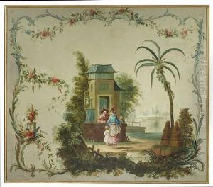 Panneau A Decor D'arabesques Et D'une Famille Chinoise by Jean-Baptiste Pillement