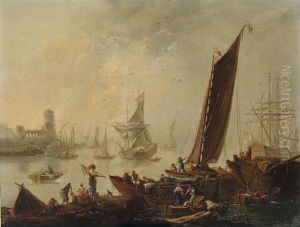 Scena Di Porto Con Velieri by Jean-Baptiste Pillement