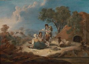 A Landscape With A Family Of Shepherds by Jean-Baptiste Pillement