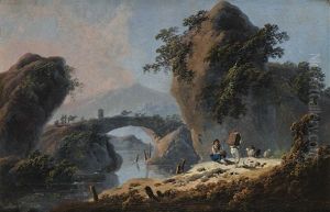 Scene Pastorale Dans Un Paysage De Riviere Au Portugal by Jean-Baptiste Pillement