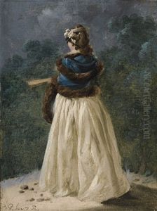 Elegante A L"eventail Vue De Dos by Jean-Baptiste Pillement