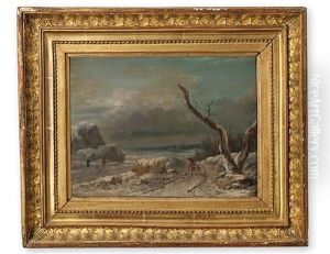 Verschneite Kustenlandschaft Mit Reisigsammlern Und Vogeljager by Jean-Baptiste Pillement