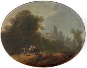 Paysage Du Portugal Anime De Personnages by Jean-Baptiste Pillement