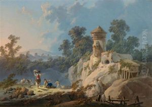 Weite Landschaft Mit Hirten Und Schafen by Jean-Baptiste Pillement