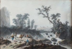 Paysages Aux Cascades (pair) by Jean-Baptiste Pillement