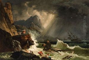A Shipwreck In A Storm by Jean-Baptiste Pillement