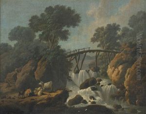 Waterfall Landscape With Herdsman by Jean-Baptiste Pillement