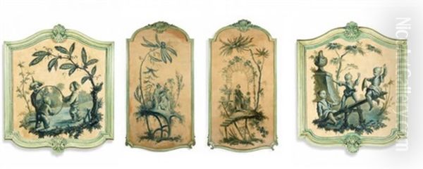 Chinoiseries: Jeunes Musiciens Et Jeux D'enfants Entoures De Rinceaux (8 Works) - view 1