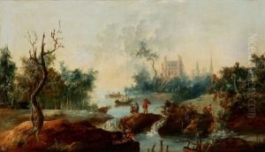 Flusslandschaft Mit Figurenstaffage by Jean-Baptiste Pillement
