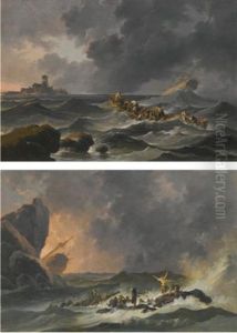 Two Shipwreck Scenes (pair) by Jean-Baptiste Pillement